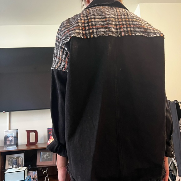 Zara Black Jacket Jean with partial Flannel. Size XS - Picture 3 of 4